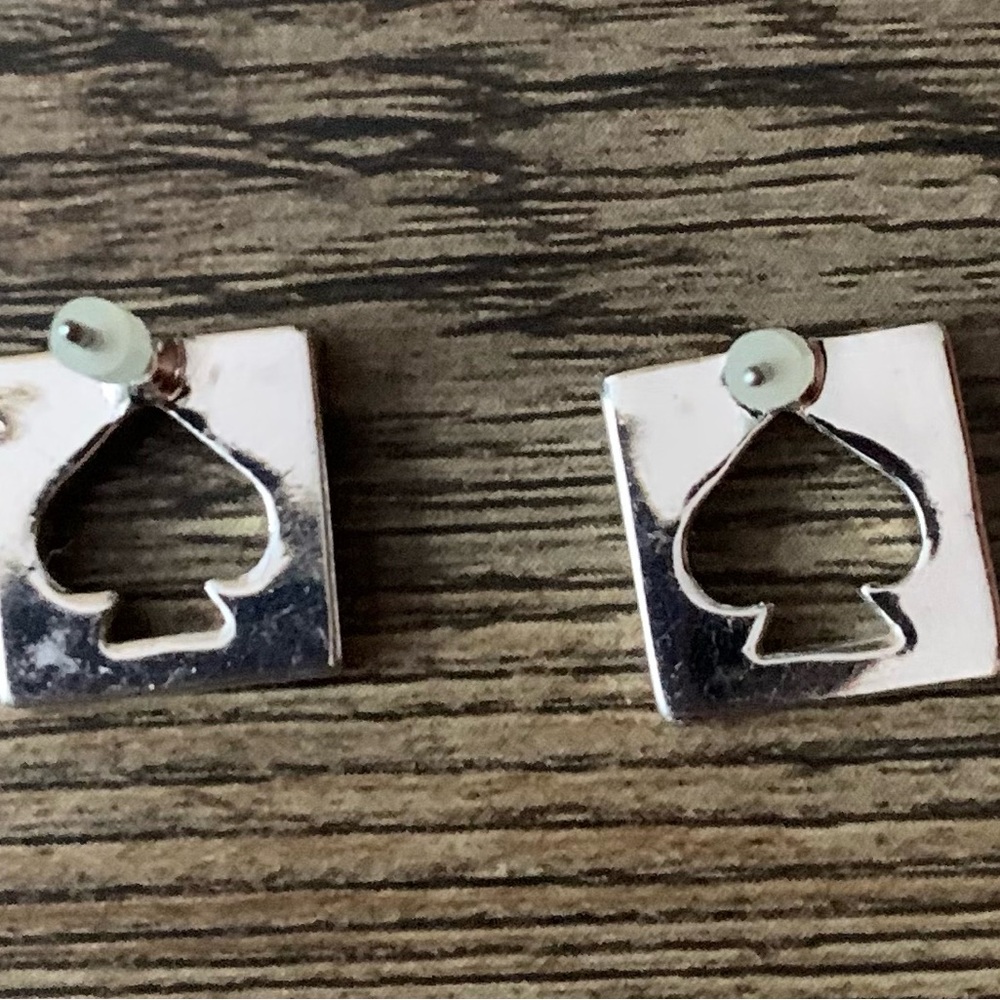 NWOT kate spade Silver Tone Ace Of Spades Hole Punch Earrings & Station Necklace - Picture 5 of 10